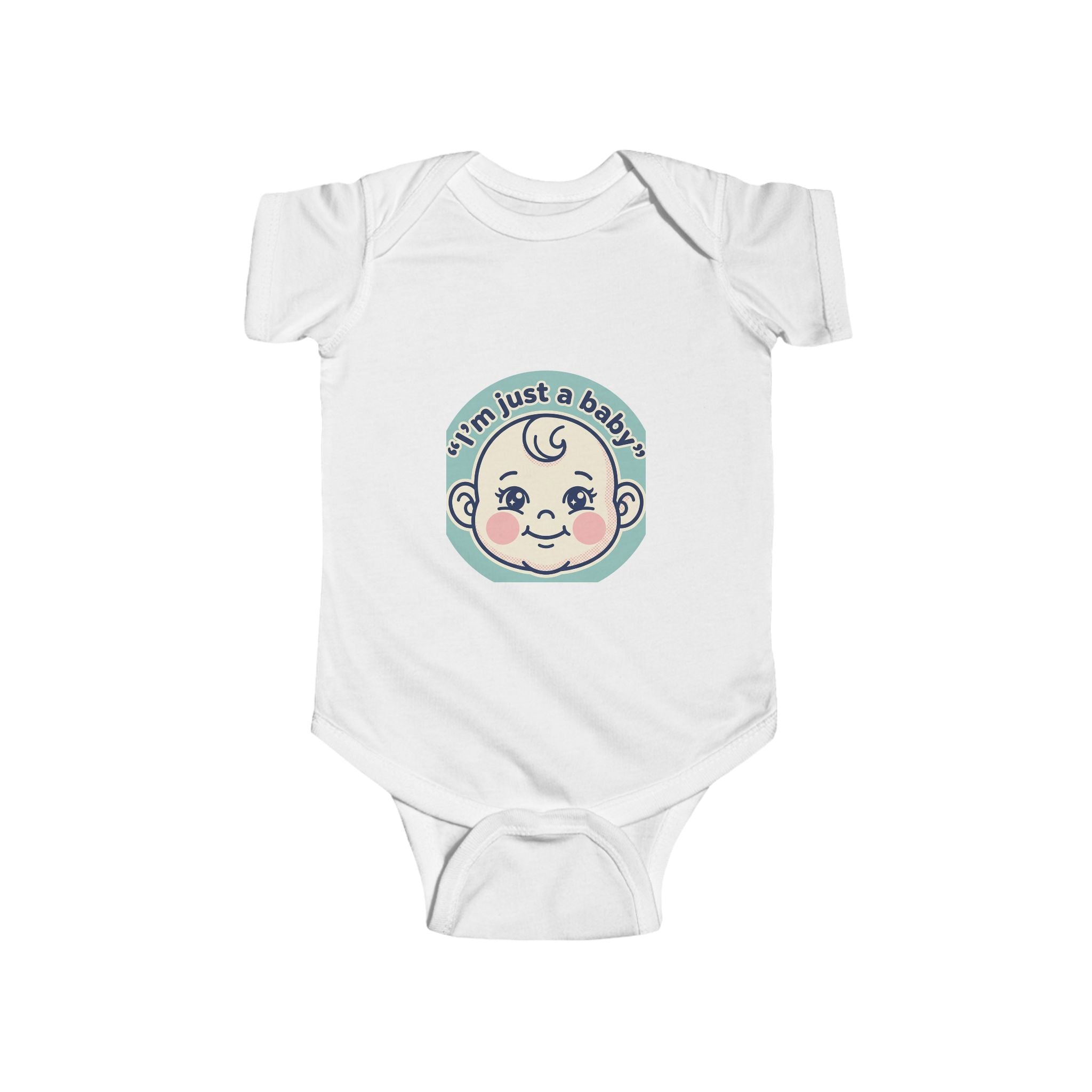 Infant Bodysuit - 'I'm Just a Baby' Cute Retro Baby Face Onesie