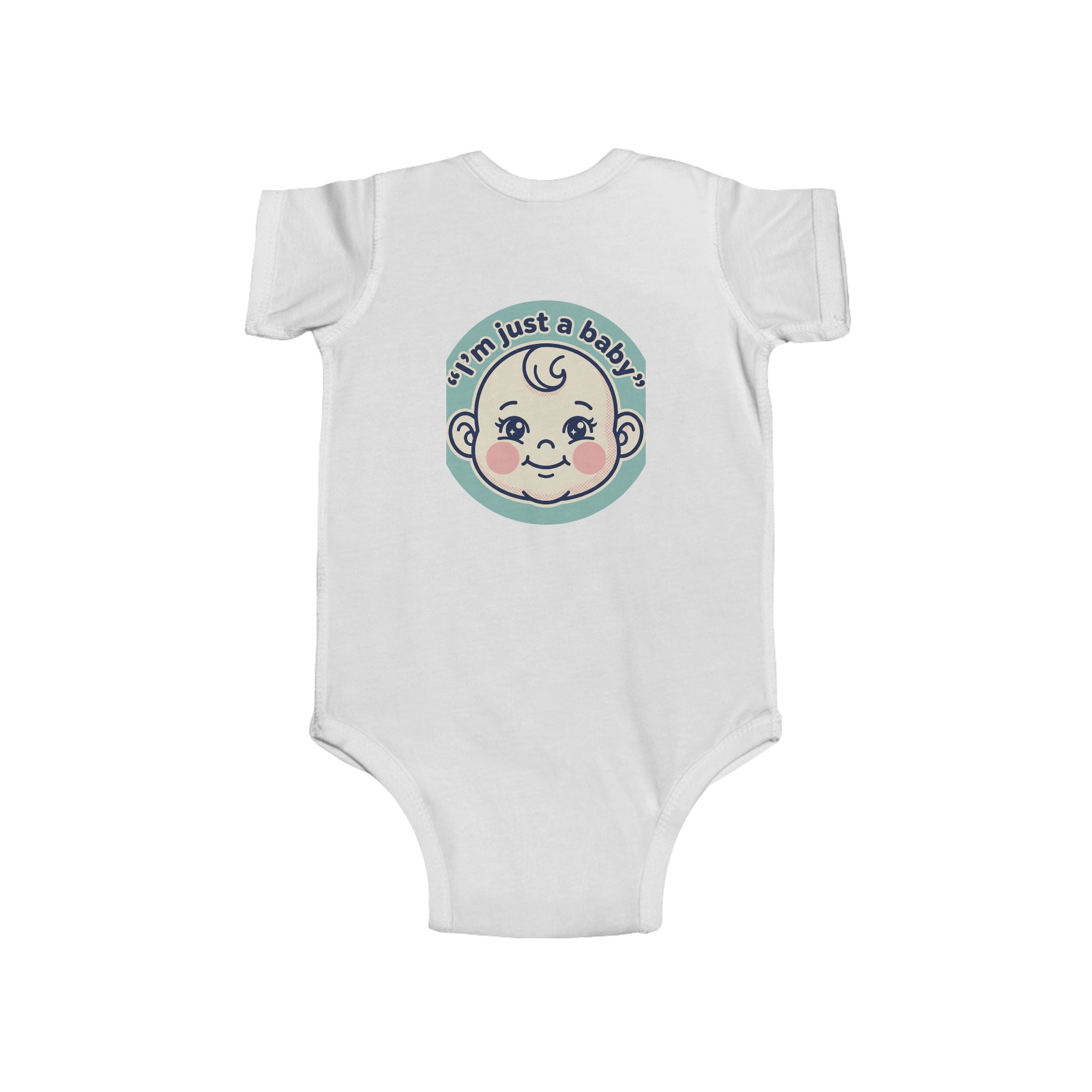 Infant Bodysuit - 'I'm Just a Baby' Cute Retro Baby Face Onesie