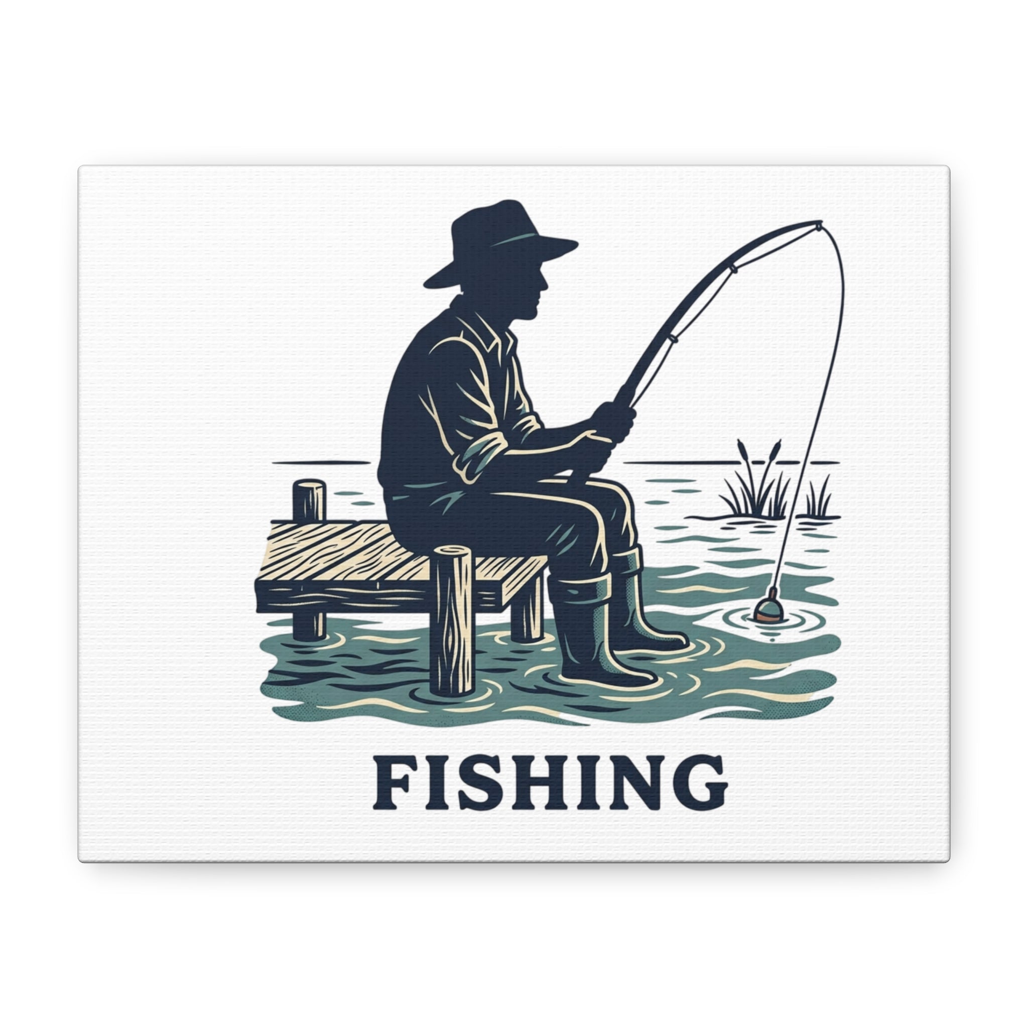 Fishing Canvas Wall Art – Vintage Fisherman Dock Print