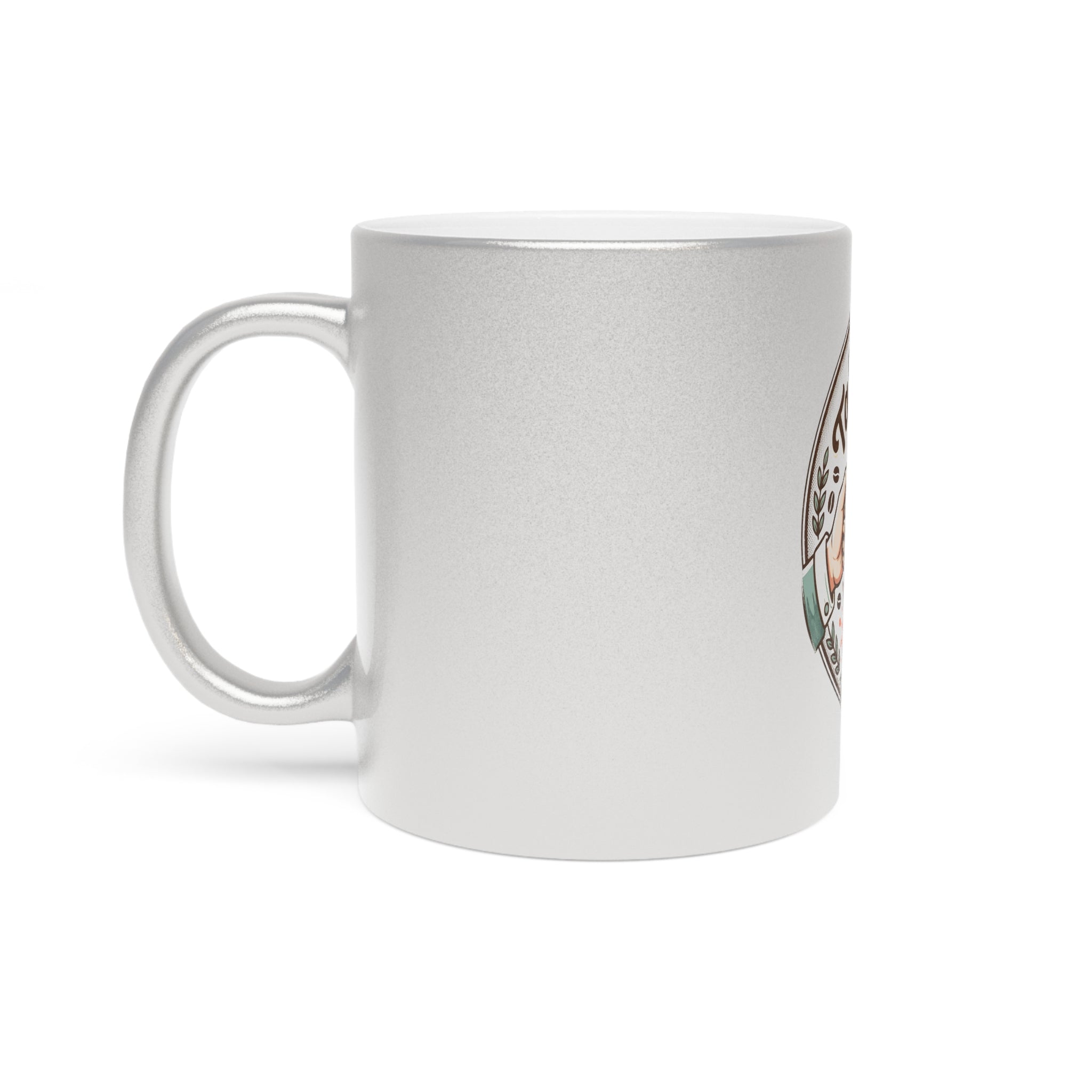 Metallic Mug — "Take A Sip" Artist Coffee Cup, Silver/Gold Shimmer