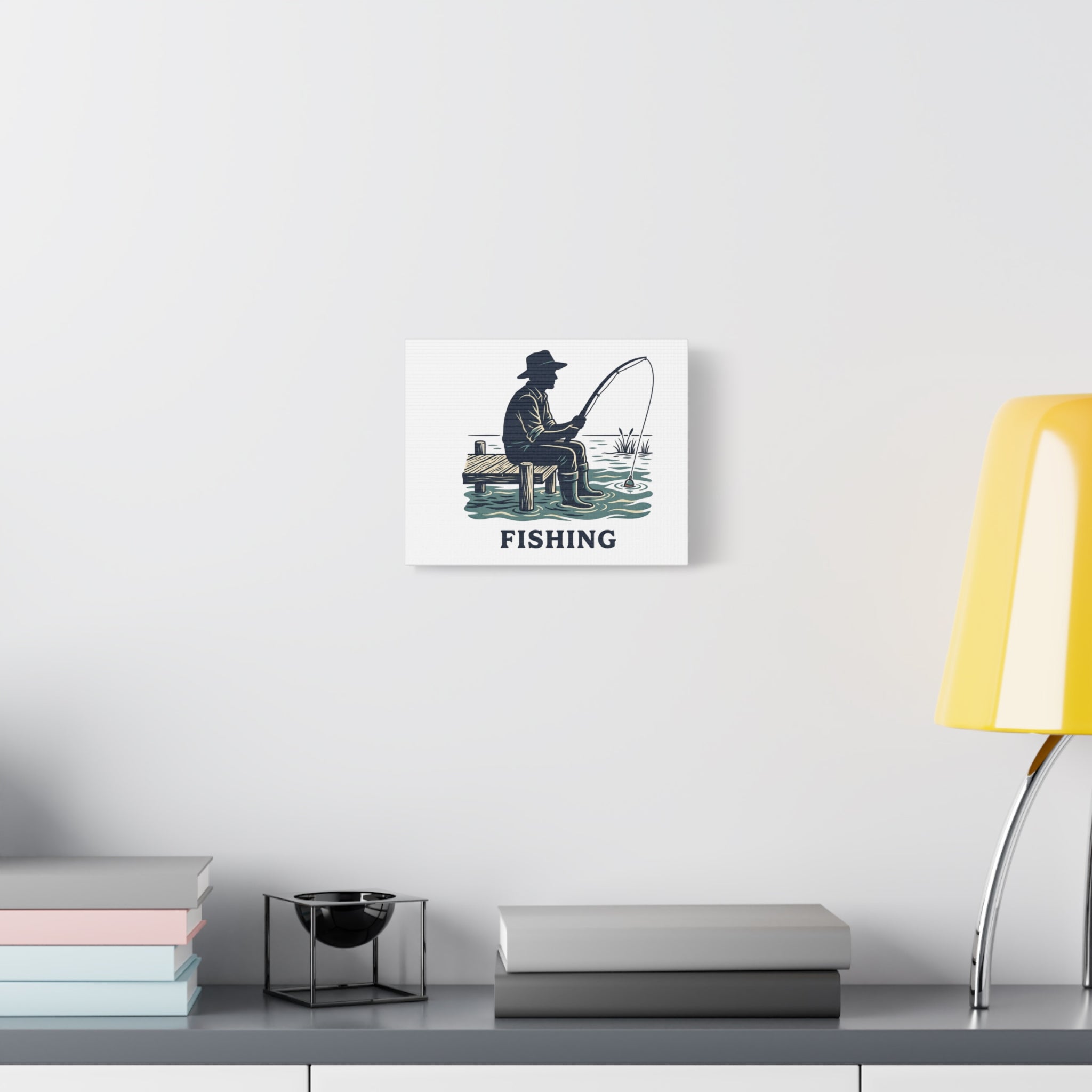 Fishing Canvas Wall Art – Vintage Fisherman Dock Print