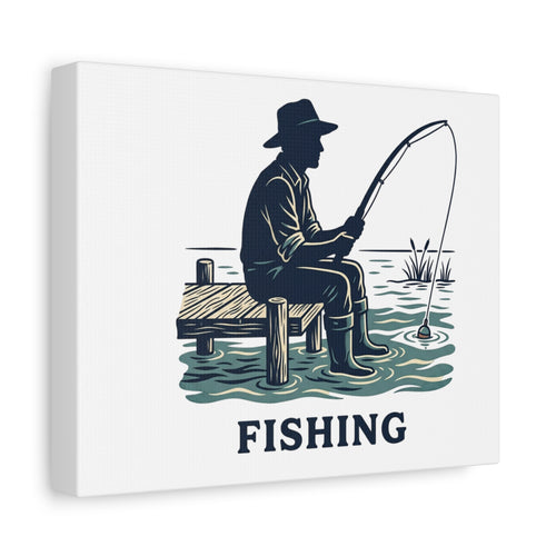 Fishing Canvas Wall Art – Vintage Fisherman Dock Print